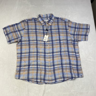 Peter Millar Seaside Mens Size XXL S/S San Clemente Linen Shirt Multicolor Plaid
