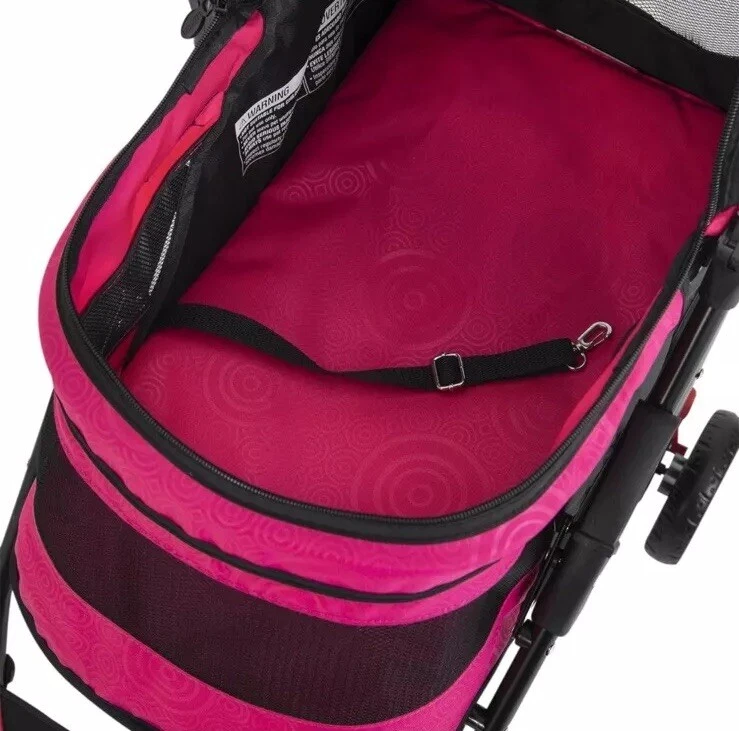 Regal Plus Lightweight 4 Wheel Foldable Dog Pet Stroller Raspberry Sorbet Pink - Image 2 of 4