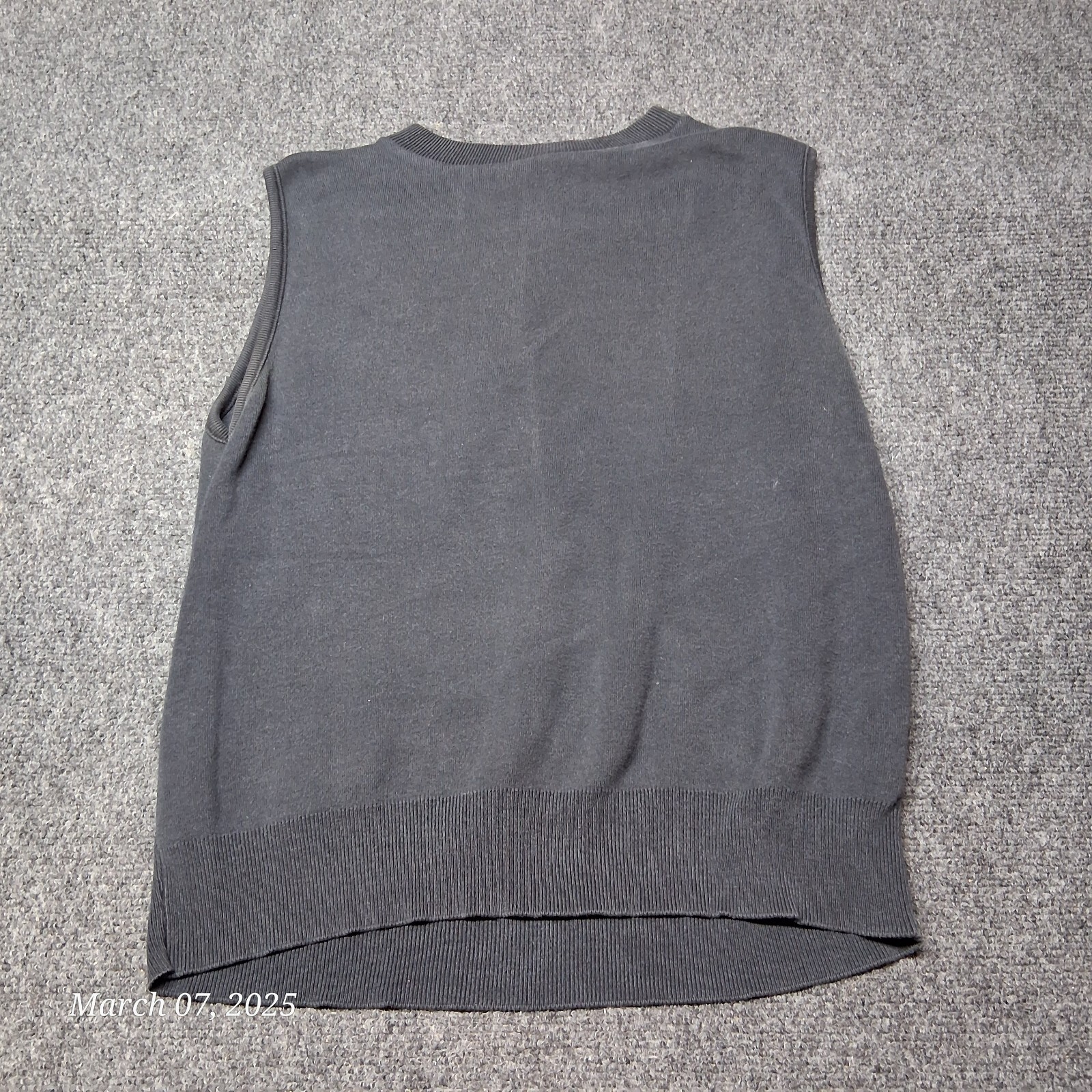 Joan Vass Sweater Women Size 2 Black Sleeveless Knit Made in USA 100% Cotton