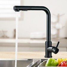 Black Kitchen Sink Taps Mixer with Pull Out Sprayer Stainless Steel Kitchen Taps
