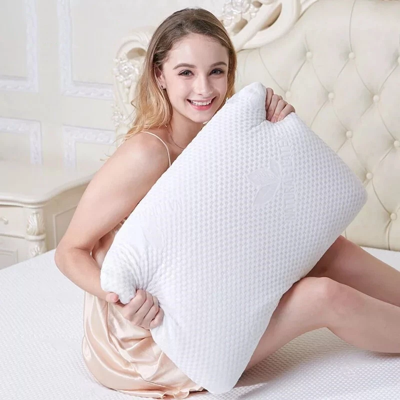 Latex Pillows Flat Thin Slim Low Foam Comfort Deep Sleep Natural Breathable  Bed