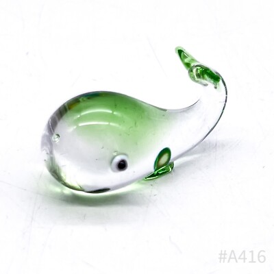Vintage Glas Figur Wal Skulptur Dekorglas Glasfigur mundgeblasen Handmade | Grün