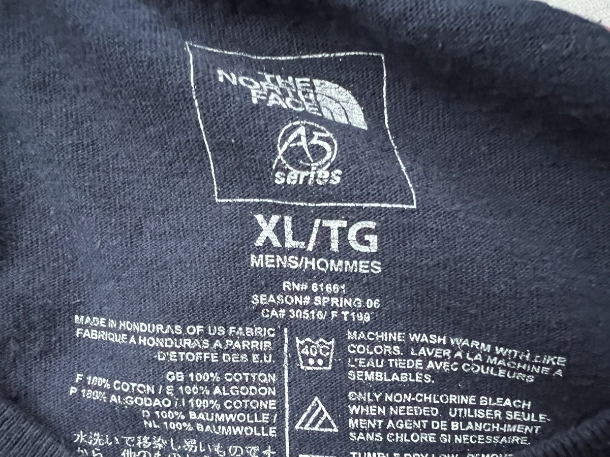 North Face T Shirt Tee Men's XL Blue A5 Series Logo Short Sleeve