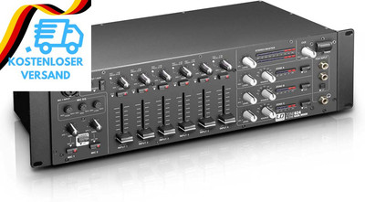 LD Systems ZONE 624-19'' 4-Zonen Mixer Mit 2 Mikrofonkanälen Und 3HE, Schwarz