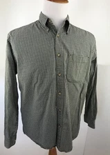 Eddie Baver PreOwned Long Sleeve Mens Green White Plaid Medium size Button Down