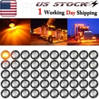 100x 12V Marker Lights Clear Amber LED Round 3/4"Truck Trailer Side Bullet Light