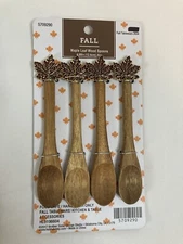 Hobby Lobby Modern County Farmhouse Fall Leaves Enamel Mini Wooden Spoon Set/4