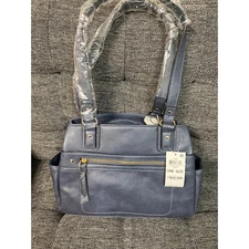 International Concepts Womens Core Riverton Satchel Navy/silver Size S NWT