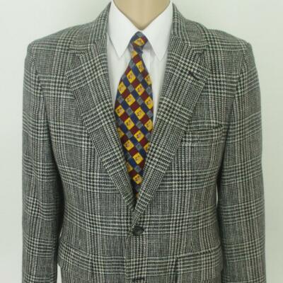40 R Christopher Hayes Schwarz Elfenbein Tweed Wolle 2Btn Herren Jacke Sport