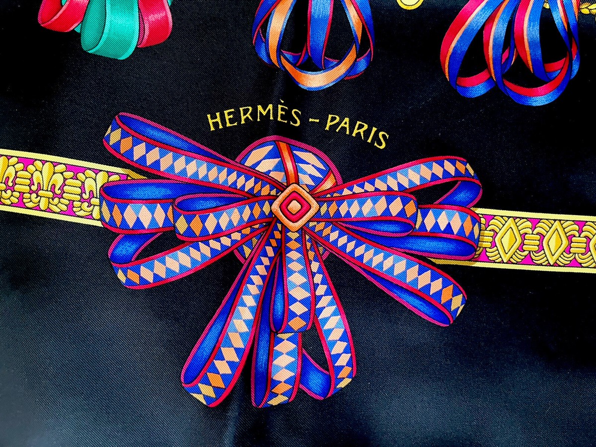 Hermes Scarf Les Rubans Du Cheval NEW In Box Silk black