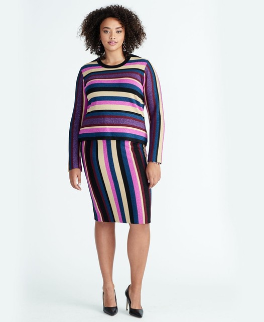 Rachel Roy Sweater Veda Glitter Striped 
