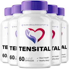(5 Pack) Tensital Capsules, Advanced Healthy Circulation & Stable Levels Pills