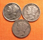 1919, 1930-S, and 1931-S Mercury Silver Dime Lot, 10C