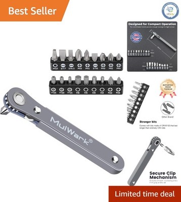 20pc Ultra Low Profile Mini Ratchet Wrench Set for Tight Spaces & High Torque
