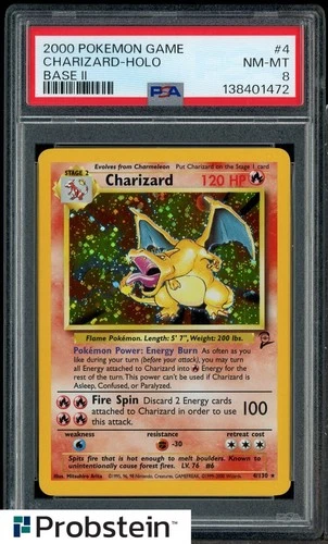 2000 Pokemon Game Base II #4 Charizard Holo PSA 8 NM-MT