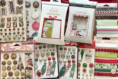 YOU CHOOSE - CHRISTMAS BRADS DIE CUTS EPHEMERA RIBBON & MORE