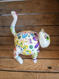 Hand Painted Gourd? Cat Coin Back With Removable Cork Head