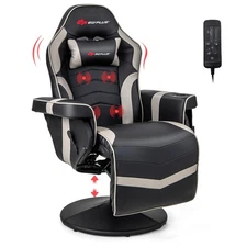 Massage Gaming Recliner Height Adjustable Racing Swivel Chair with Cup Holder
