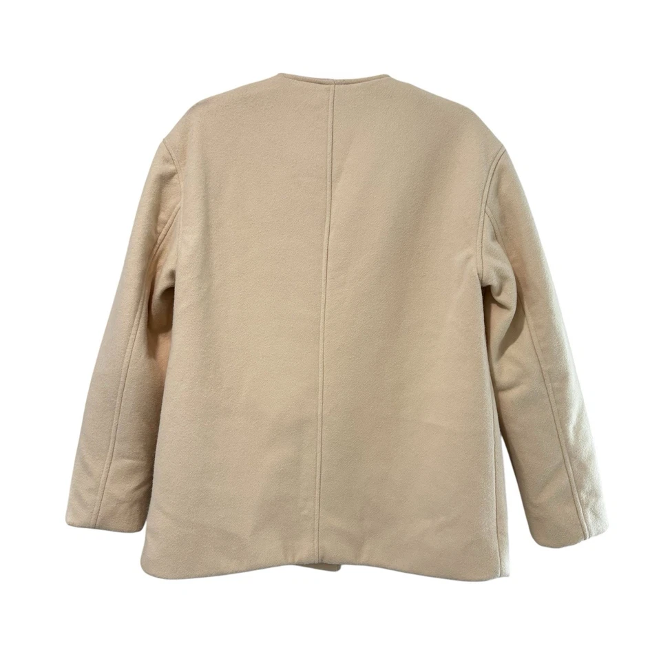 Chaqueta Abrigo Rachel Zoe Crema Botones Dorados 4 Bolsillos Mujer’s Talla Mediana Foto 3 de 4