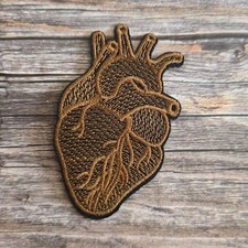Brown Anatomically Correct Heart Emo Punk Goth Boho Hippy Iron On Patch