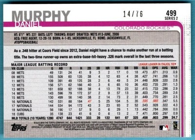 2019 Topps - Daniel Murphy #499 Independence Day /76 for sale