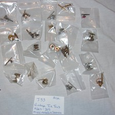 Lot of 20 Vintage Tie Tac's Mixed Metal and Stone 20s to 70s