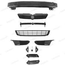 11PC For Jetta 2011-14 Front Grille Mesh Bumper Reinforcement Fog lamp Cover Kit