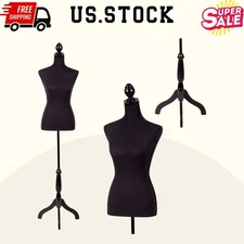 Adjustable Female Manikin 60-67" Dress Form with Tripod Stand, Black