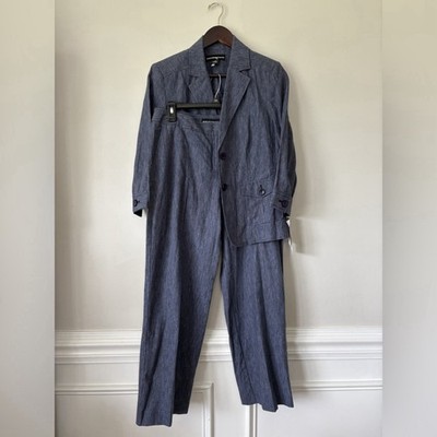 NWT Norton McNaughton Navy Two Piece Pantsuit Size 6 Nantucket Linen Cotton