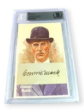 Connie Mack Signed Autographed Cut Signature w/Postcard HOFer 9 Auto BAS 0092