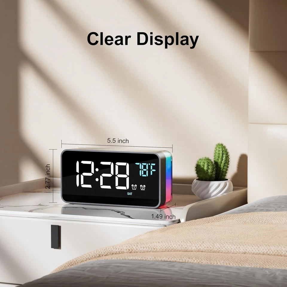 Modern Battery-Powered Alarm Clock with Dual Alarms & Adjustable Brightness - Image 4 of 4