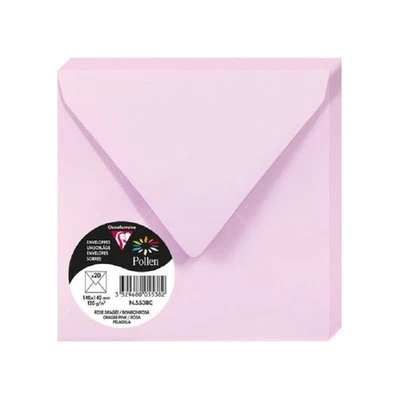 Enveloppes - Carré - 140x140mm - Pollen - Rose dragée - 20 unités - Clairefontai - Photo 1/3