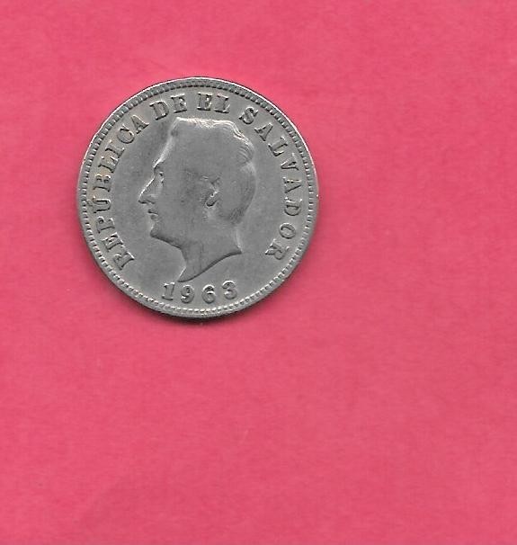EL SALVADOR KM134 1963 VF-VERY FINE CIRCULATED OLD VINTAGE 5 CENTAVOS COIN