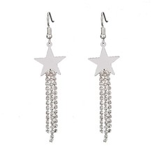 Sliver Big Star Earrings for Women Rhinestone Star Stud Earrings Lightweight Cry