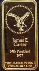 1975 James Carter Hamilton Mint President EGP Jimmy-0.999 Silver 1 Oz Art Bar