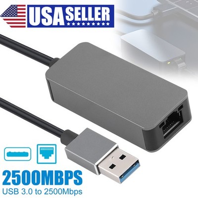 2500Mbps USB 3.0 To 2.5G RJ45 Ethernet Gigabit Lan Network Adapter Converter Hub