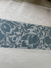 64" sq. cotton damask tablecloth tulips blue stripe perfect everyday use / mend
