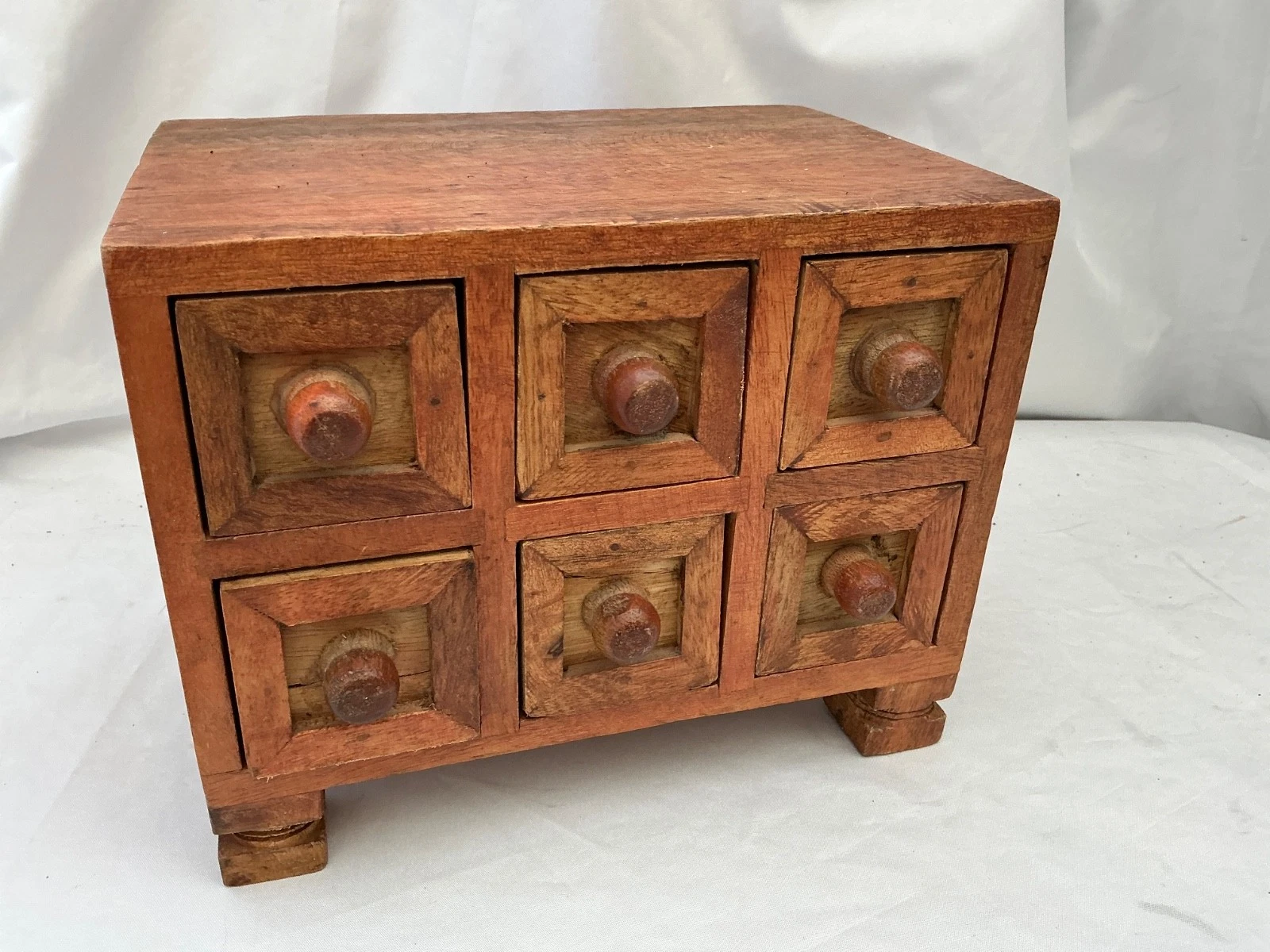 Vintage table top wooden apothecary, Spices ,Jewellery cabinet with 6 drawers