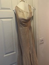 Sherri Hill Sequin Gown Gold Formal Prom Evening Dress Open Back Slit Size 8