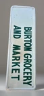Vintage Porcelain Grocery Store Sign Burton Grocery And Market 50”x 16” RARE