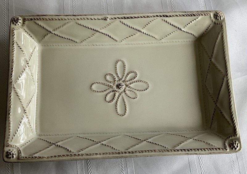 Juliska Rectangle Soap Trinket Dish White Ceramic