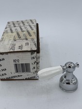 Delta H212 Small Porcelain Lever Faucet Handles Chrome White Vintage Bathroom