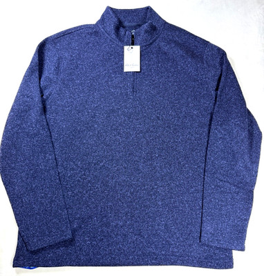 Robert Graham Mens Large Kenwood 1/4 Zip Pullover  Navy Classic Fit NWT $178