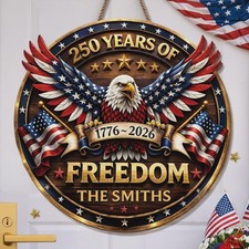Personalized 250th Anniversary USA Door Sign, Patriotic Eagle Wall