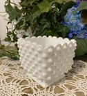 📹 Vintage Fenton Milk Glass Square Hobnail Planter/Candy Dish - 4”