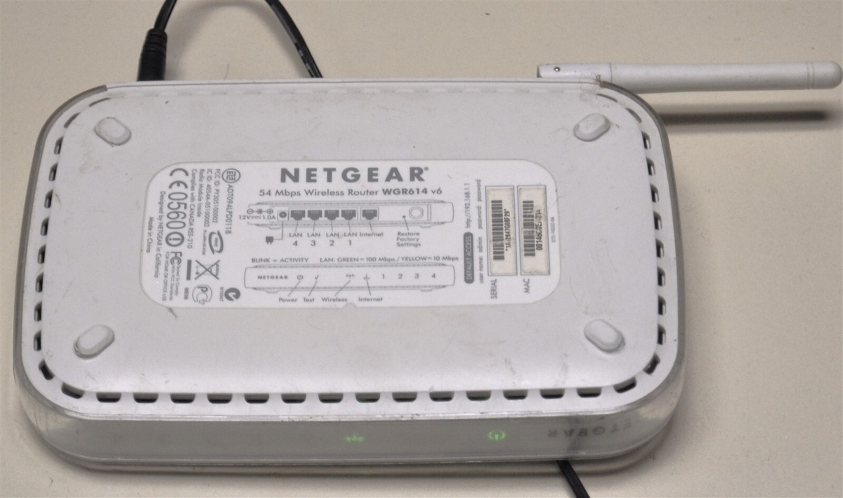 NETGEAR WGR614 v6 WIRELESS ROUTER 54 MBPS 4 PORT GOOD SCHOOL