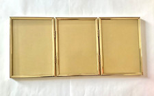 PHOTO Frame 5 x 7 in TRIPLE Frame BRASS Stand Alone Rear Loading MATTE Glass