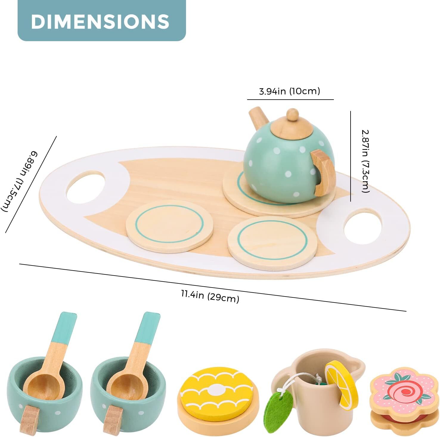 Wooden Tea Set Play Tea Party Set Toddlers Simulation Teacup Toys for