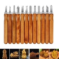 12Pcs Wood Carving Hand Chisel Tool Set Professional Woodworking DIY Gouges Kit