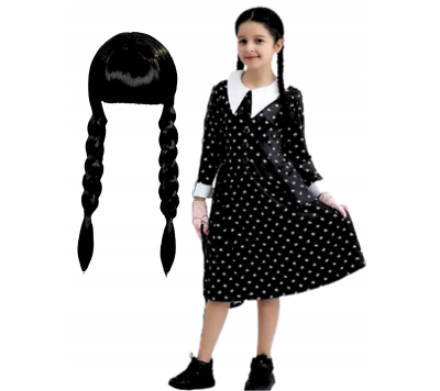 Guirca Wednesday Addams Damen-Kostüm – Schwarz-weiß, Einheitsgröße, Perfekt Für Halloween & Karneval